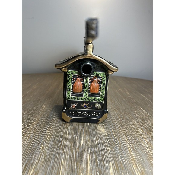 VTG Japanese Sake Decanter - Hand-Painted Moriage Porcelain - Palanquin Norimono - Picture 8 of 13